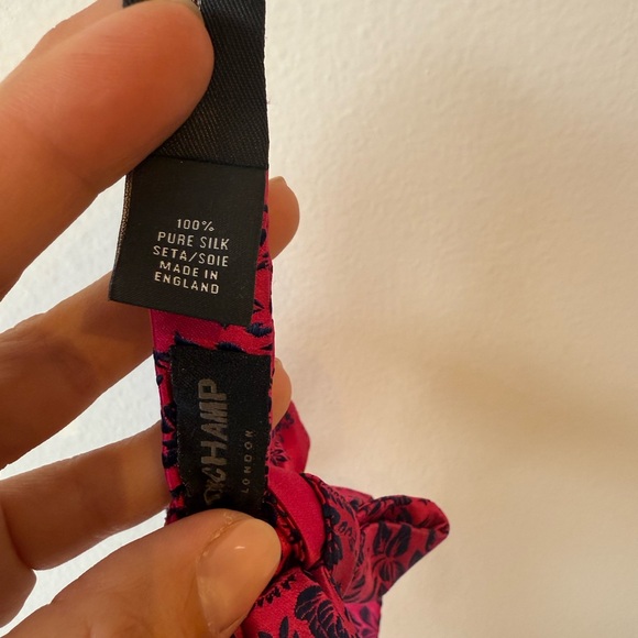 Duchamp Fuchsia and Black Patterned  Bow Tie - Picture 4 of 6